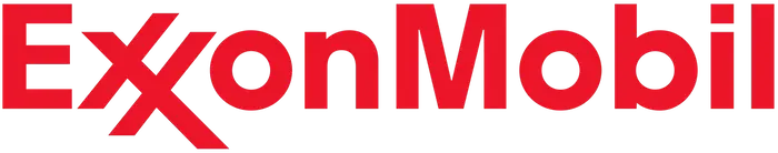 ExxonMobil corporate logo featuring a blue wordmark and red interlocking x's.