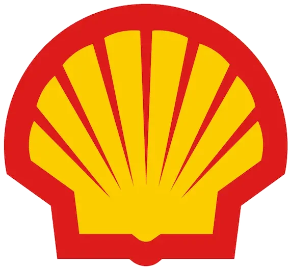 Logo of Shell, featuring a yellow and red scallop shell on a white background.