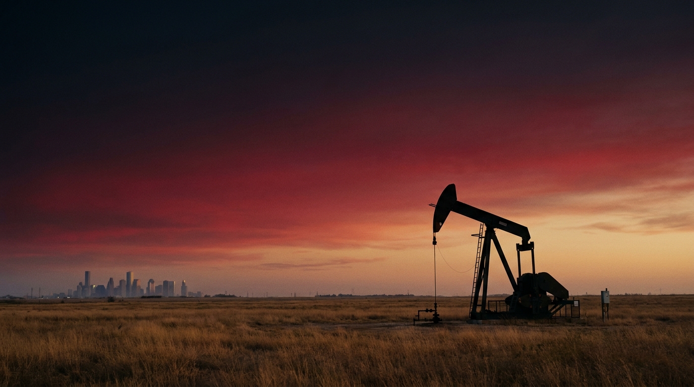Oil-field pumpjack at sunset near Houston, illustrating 401(k) rollover after oil & gas layoff decisions